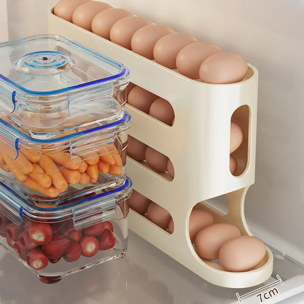 Egg Storage Holder - 4 Layers Automatic Rolling Egg Holder