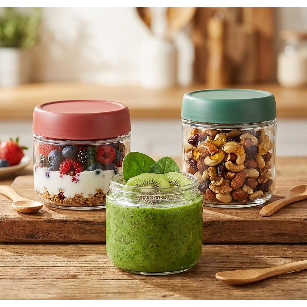 Storage Food Prep - 3 Pack 10oz Glass Jars with