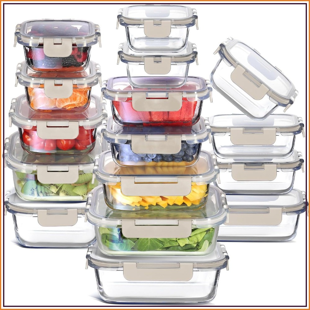 Food Storage Set Glass - 32pc Glass Food Storage Containers with