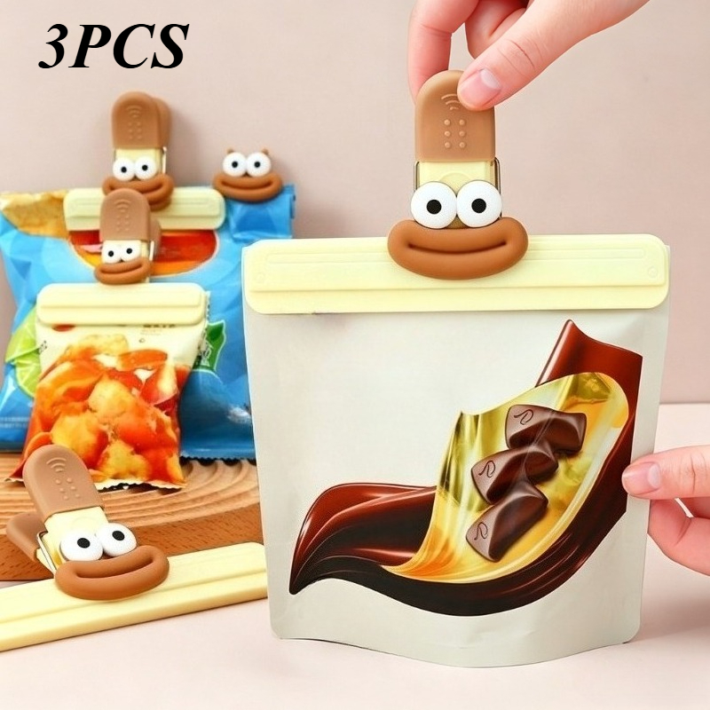 Food Storage Small - 3pcs Creative Face Bag Sealing Clip