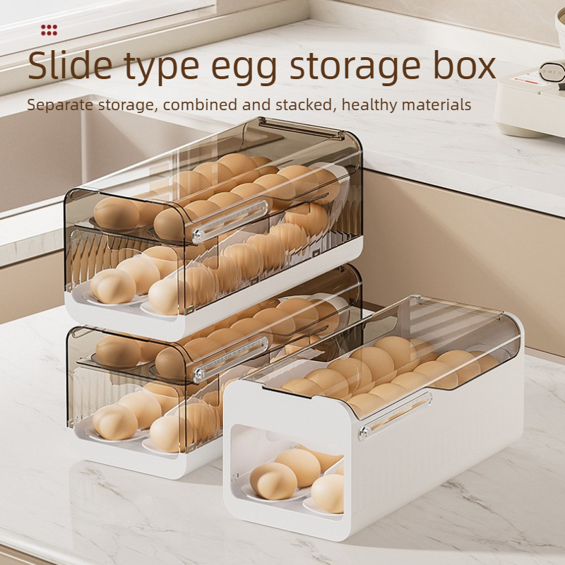 Egg Storage Holder - Automatic Rolling Egg Dispenser for Fridge