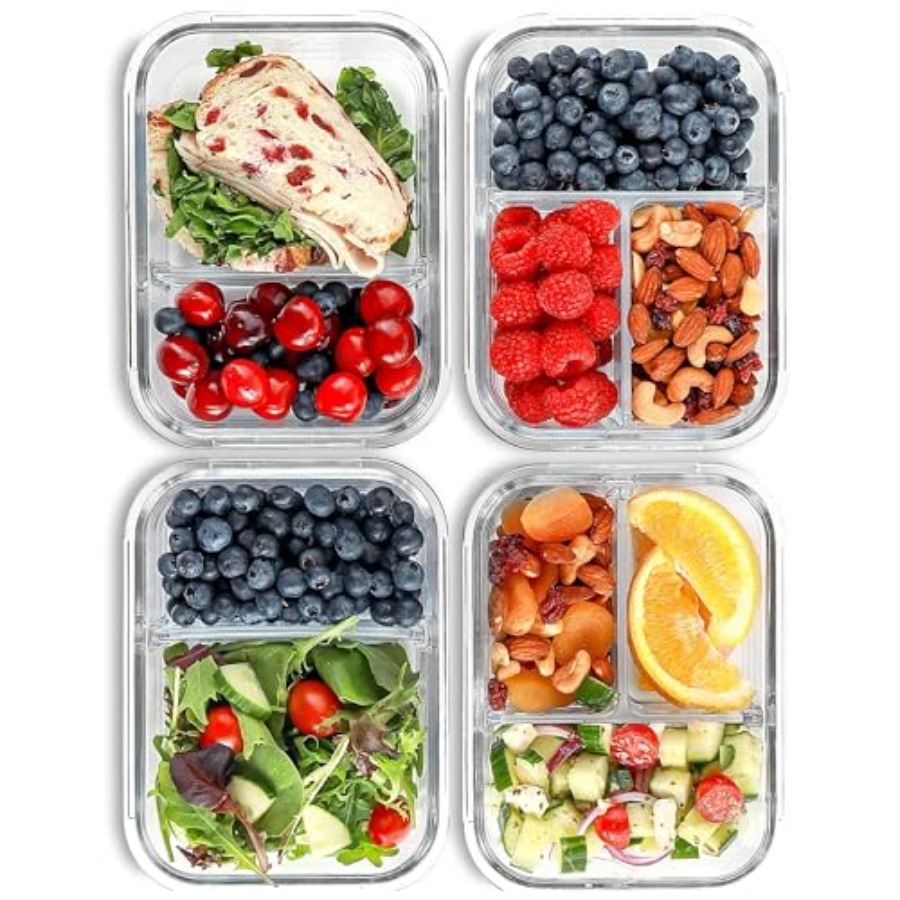 Food Storage Set Glass - Glass Meal Prep Containers, 2 3
