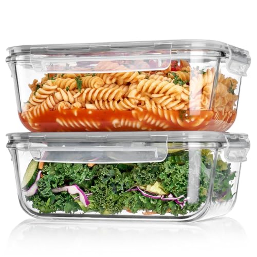 Food Storage Set Glass - 2Pack 1860ml/63oz Large Glass Storage Containers