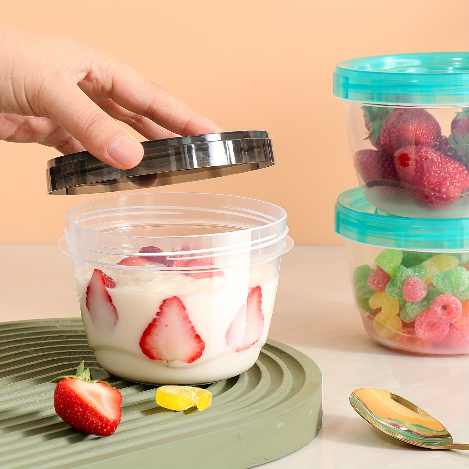 Food Storage Set Glass - 2 Transparent Sealed Food Storage Containers