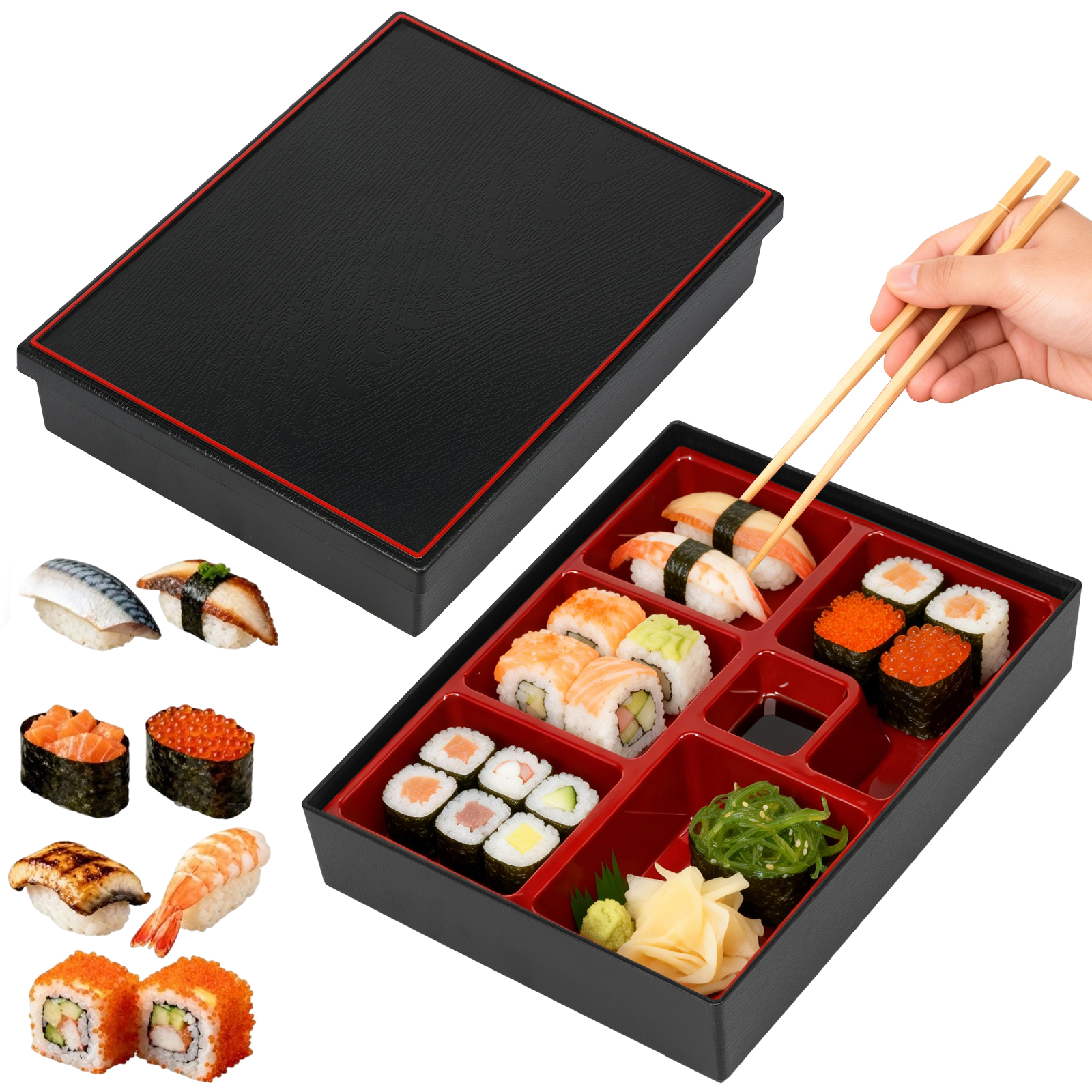Food Storage With Compartments - 2 Pcs Japanese Meal Food Box