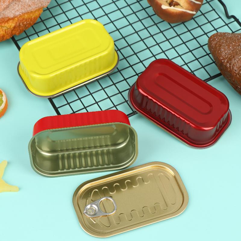 Food Storage Small - 2Pcs Rectangular Mini Sealed Metal Tin