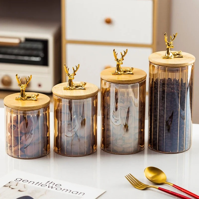 Xmas Food Storage Containers - Sealed Glass Jar Kitchen Seasoning Coffee