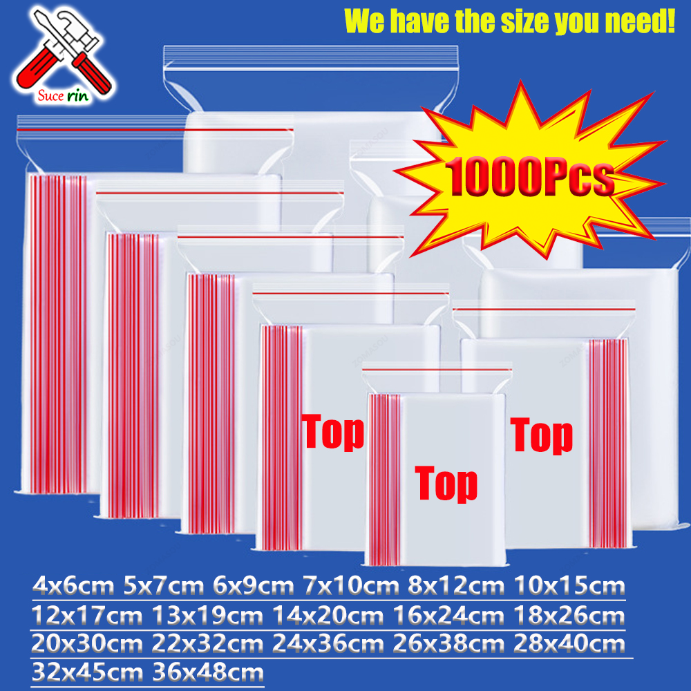 Food Storage Locker - 100-1000Pcs Reclosable Transparent Bags Small Zip