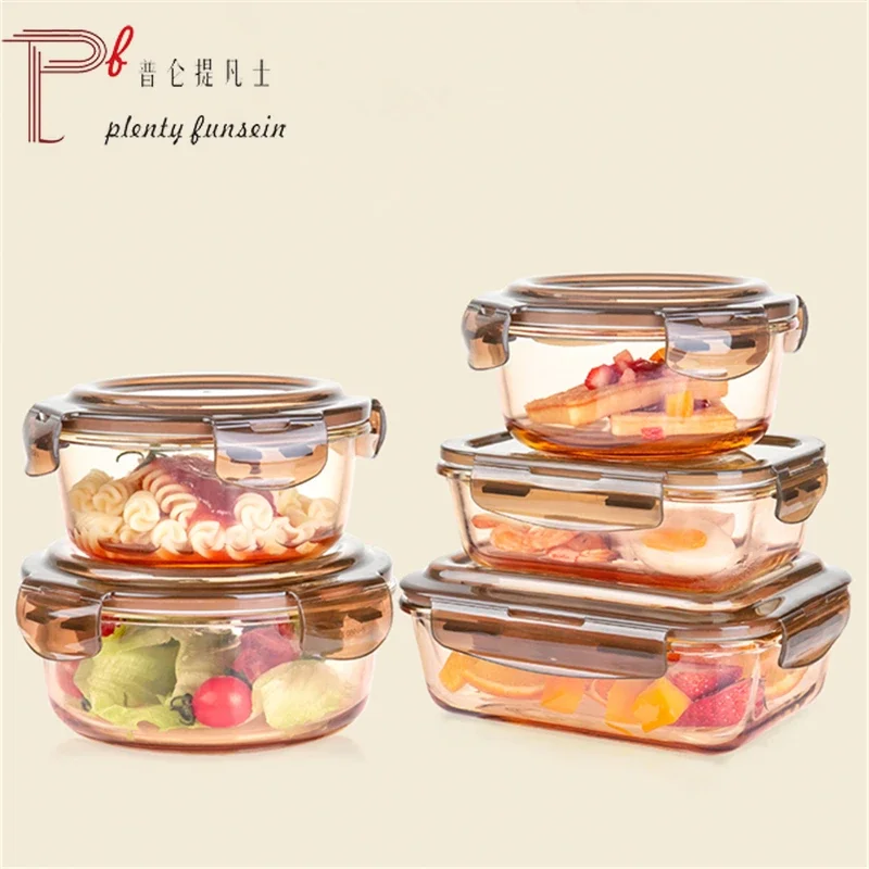 Food Storage Set Glass - Glass Fresh-Keeping Box, Microwave Oven Heating