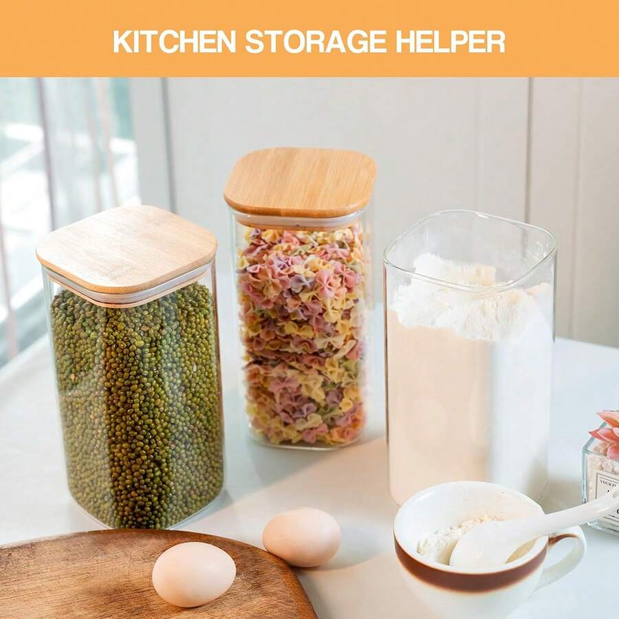 6PCS Glass Storage Jars, 37oz  - Food Storage Square Containers recensione e prezzo