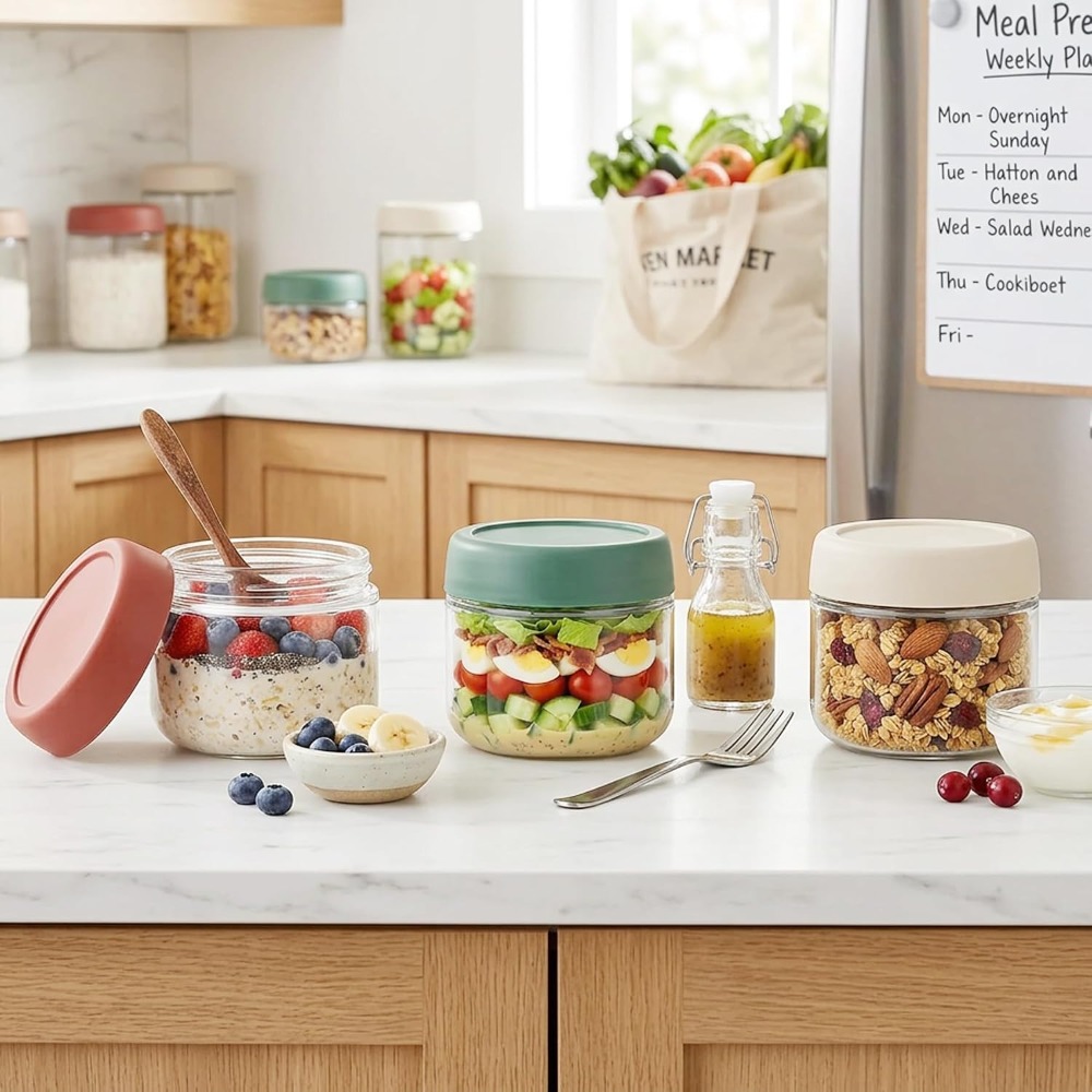 3 Pack 10oz Glass Jars with Sc - Storage Food Prep recensione e prezzo