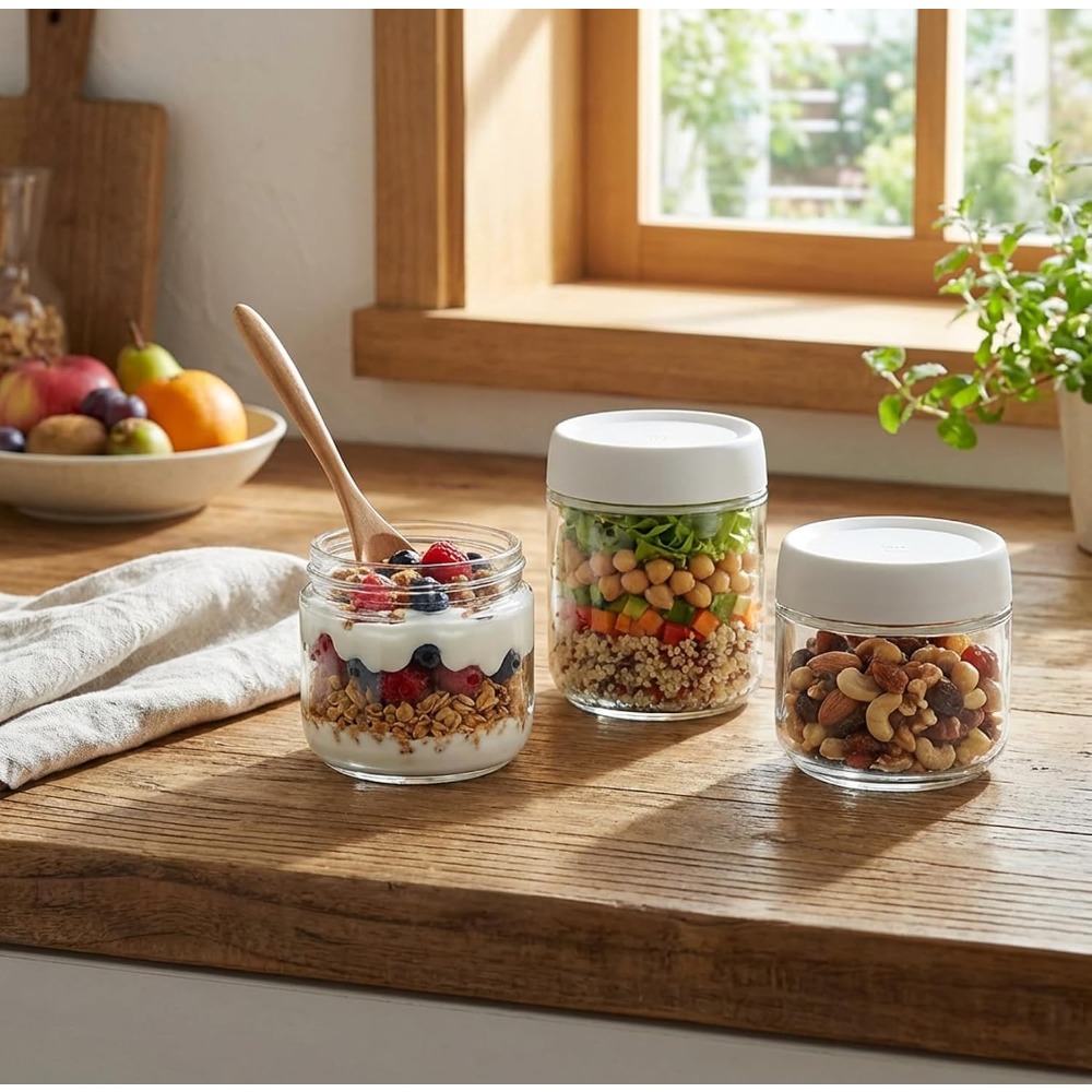 3 Pack 10oz Glass Jars with Sc - Storage Food Prep recensione e prezzo