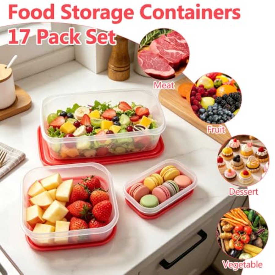 17Pcs Plastic Food Storage Set - Storage Food Prep recensione e prezzo