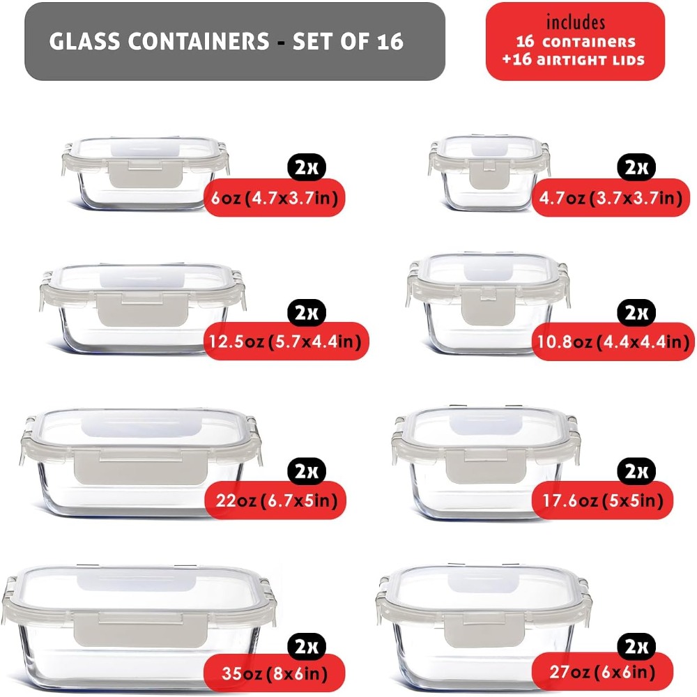 32pc Glass Food Storage Contai - Food Storage Set Glass recensione e prezzo