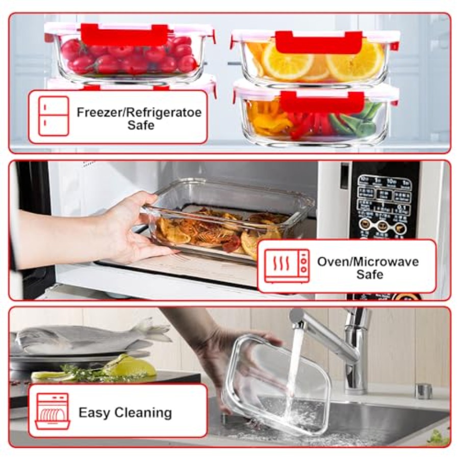 5 Pack 36 OZ Glass Meal Prep C - Food Storage Set Glass recensione e prezzo