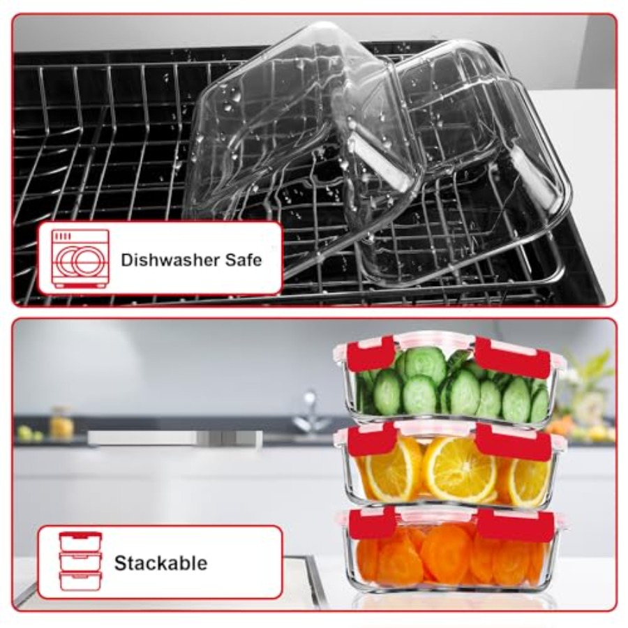5 Pack 36 OZ Glass Meal Prep C - Food Storage Set Glass recensione e prezzo