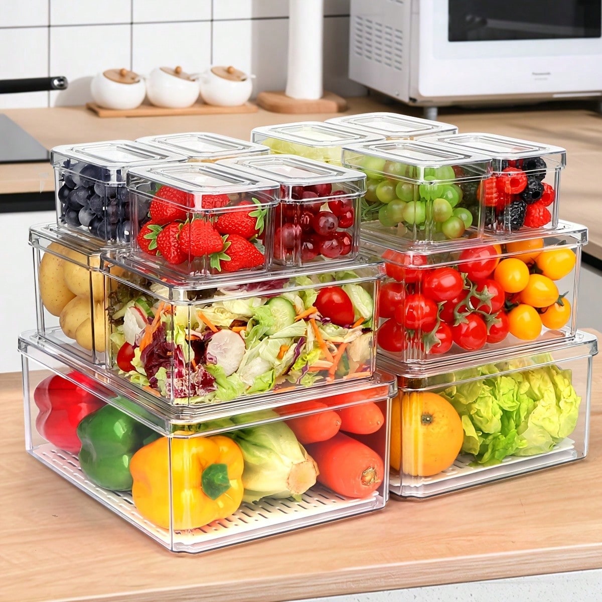 Stackable Fridge Organizer Bin - Food Storage In Cabinets recensione e prezzo