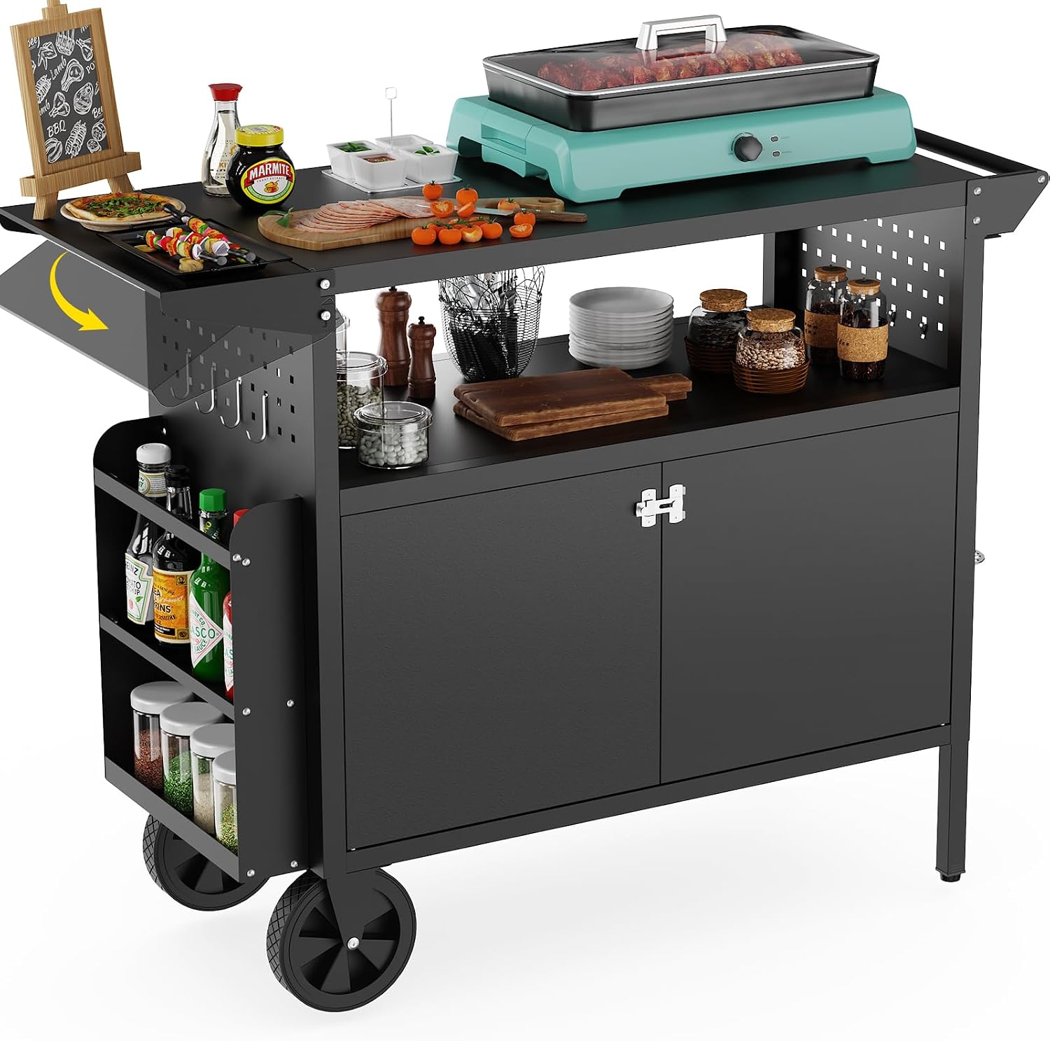 Outdoor Grill Cart Table With  - Storage Food Prep recensione e prezzo