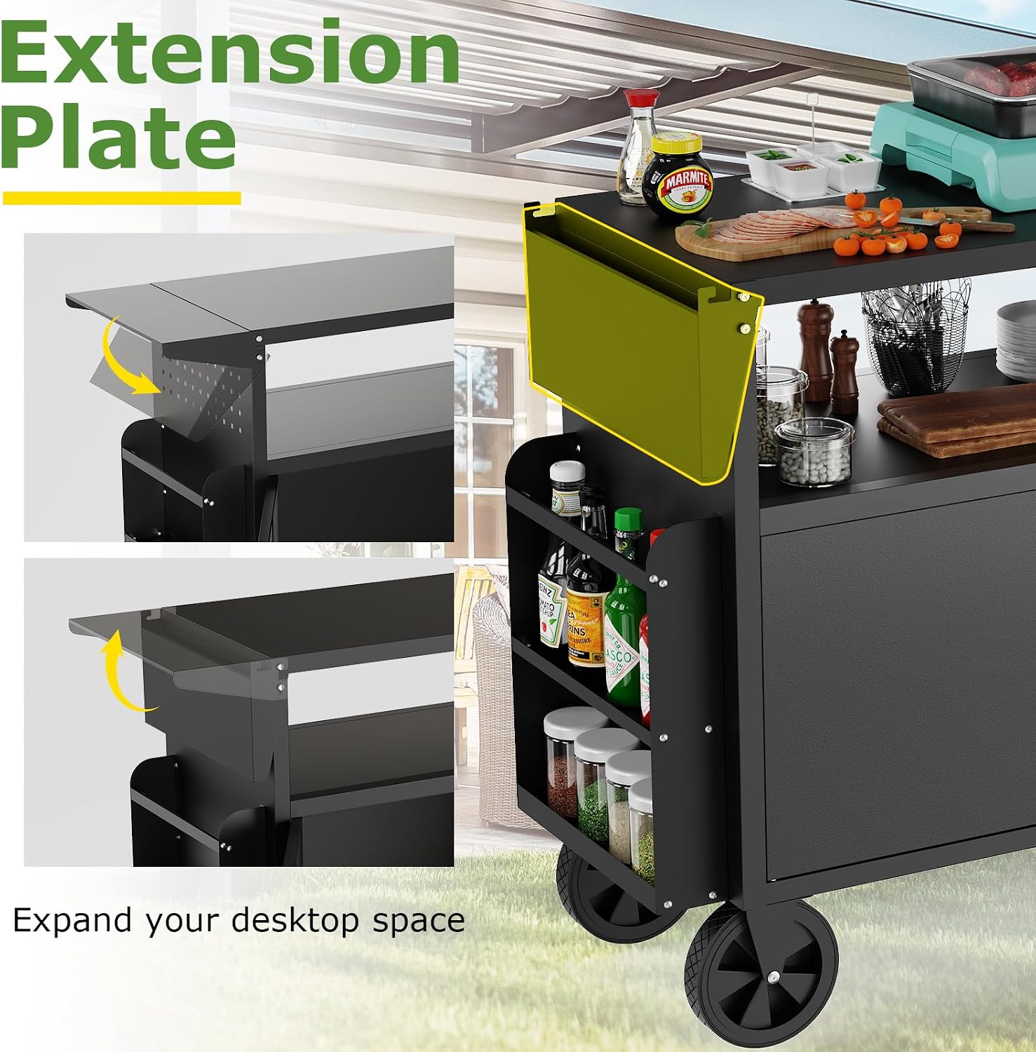 Outdoor Grill Cart Table With  - Storage Food Prep recensione e prezzo