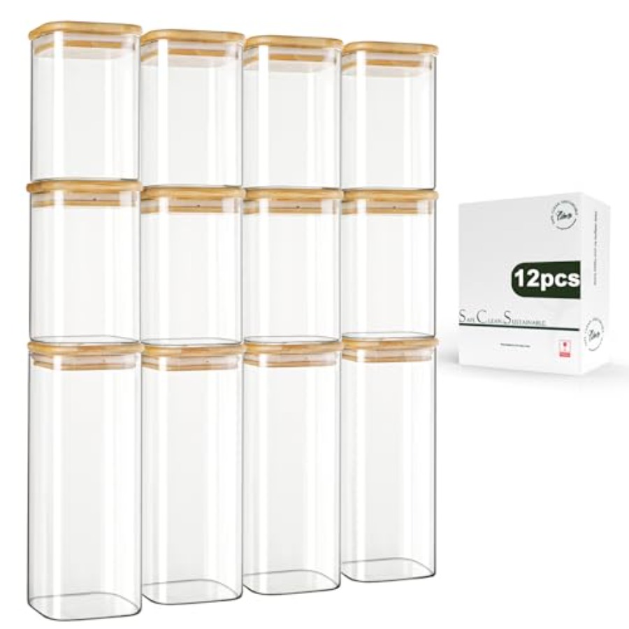 12-Pack Square Glass Storage J - Food Storage Pantry recensione e prezzo