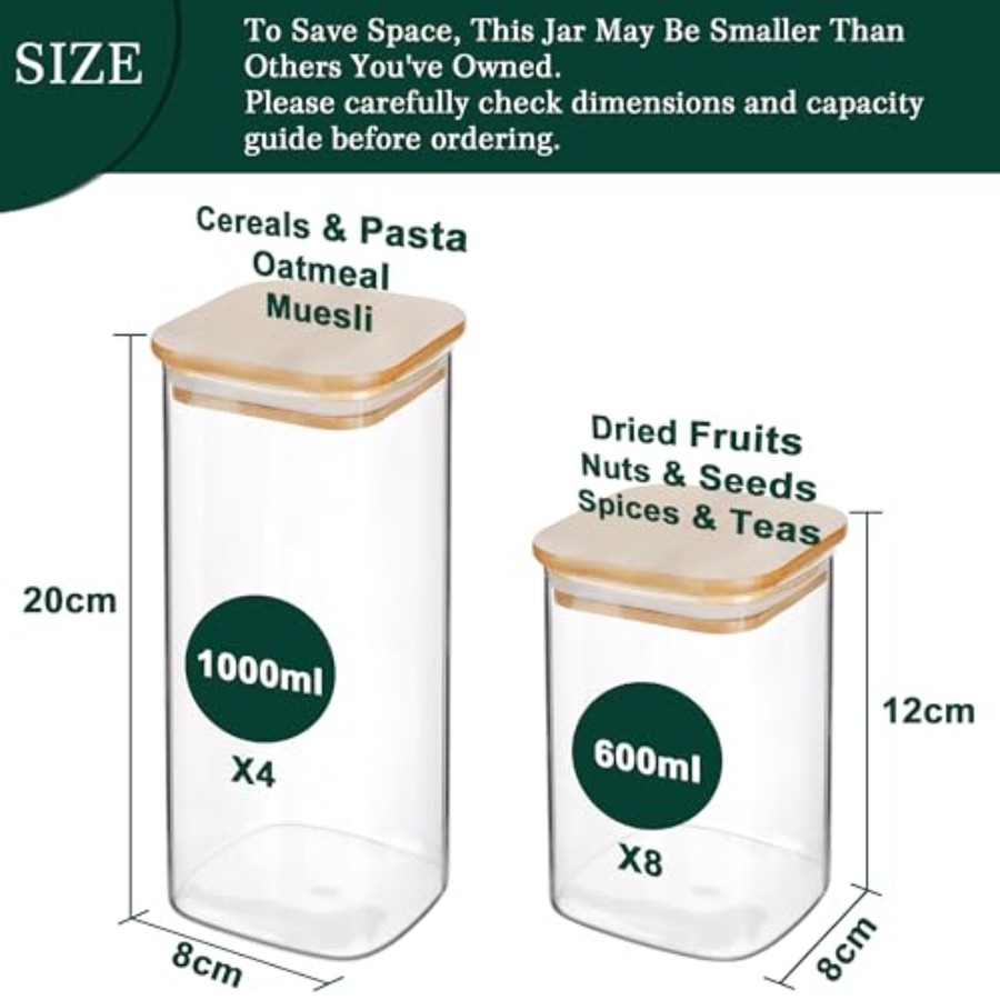 12-Pack Square Glass Storage J - Food Storage Pantry recensione e prezzo