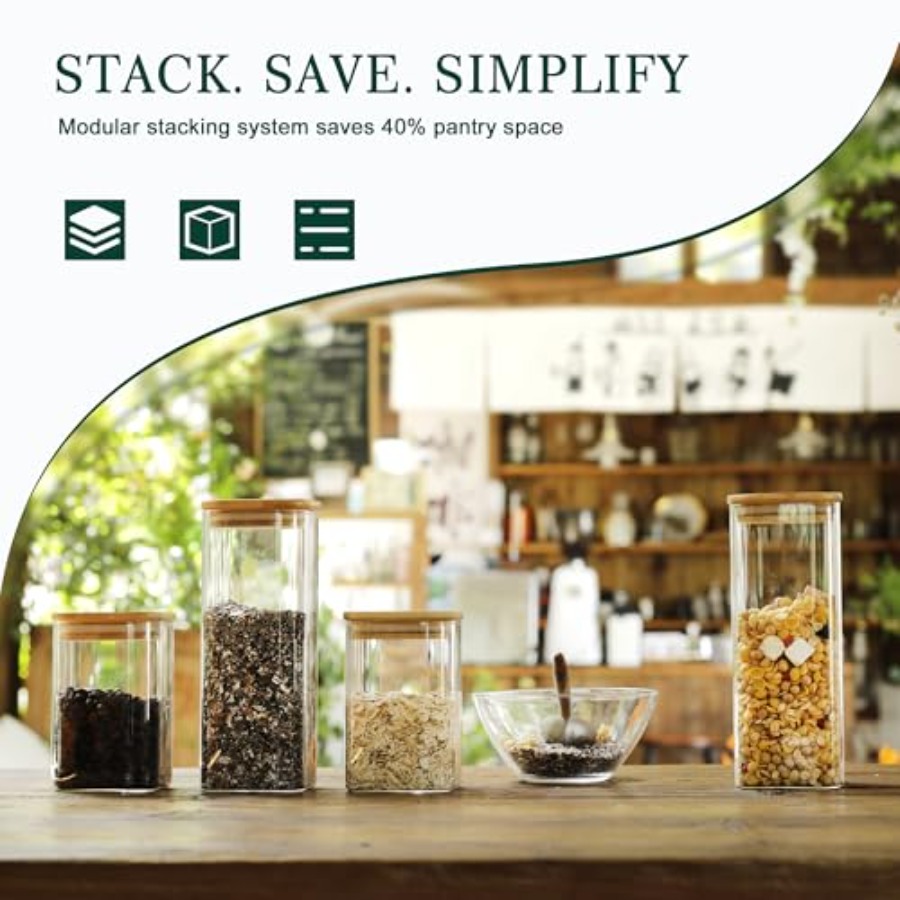 12-Pack Square Glass Storage J - Food Storage Pantry recensione e prezzo