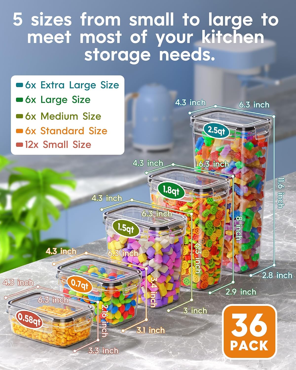 36 Pcs Airtight Food Storage C - Food Storage Pantry recensione e prezzo