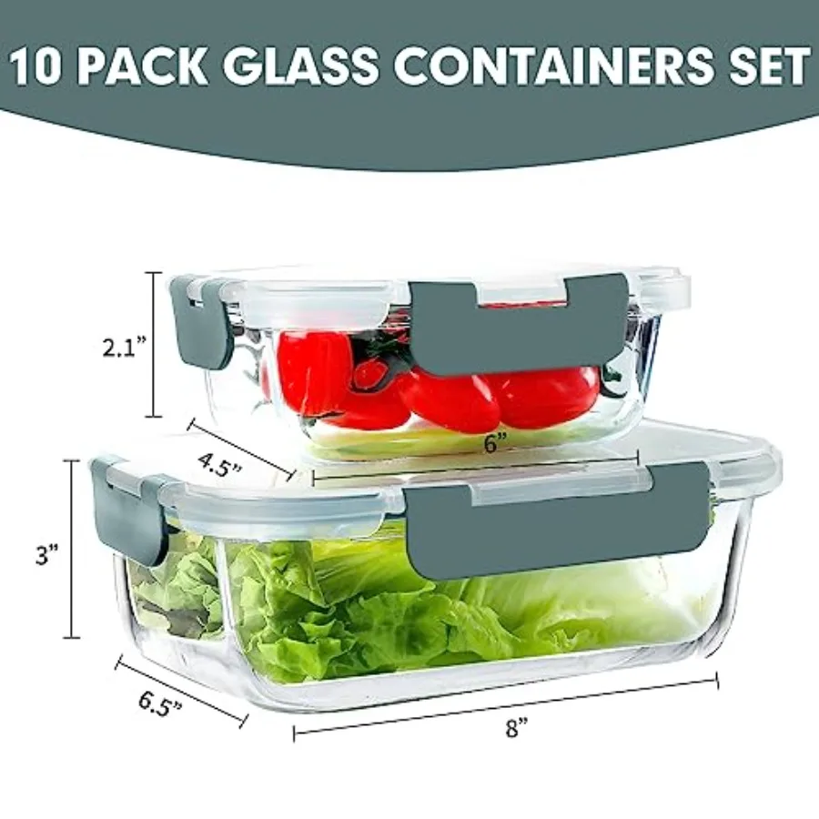 10 Pack Glass Meal Prep Contai - Food Storage Set Glass recensione e prezzo
