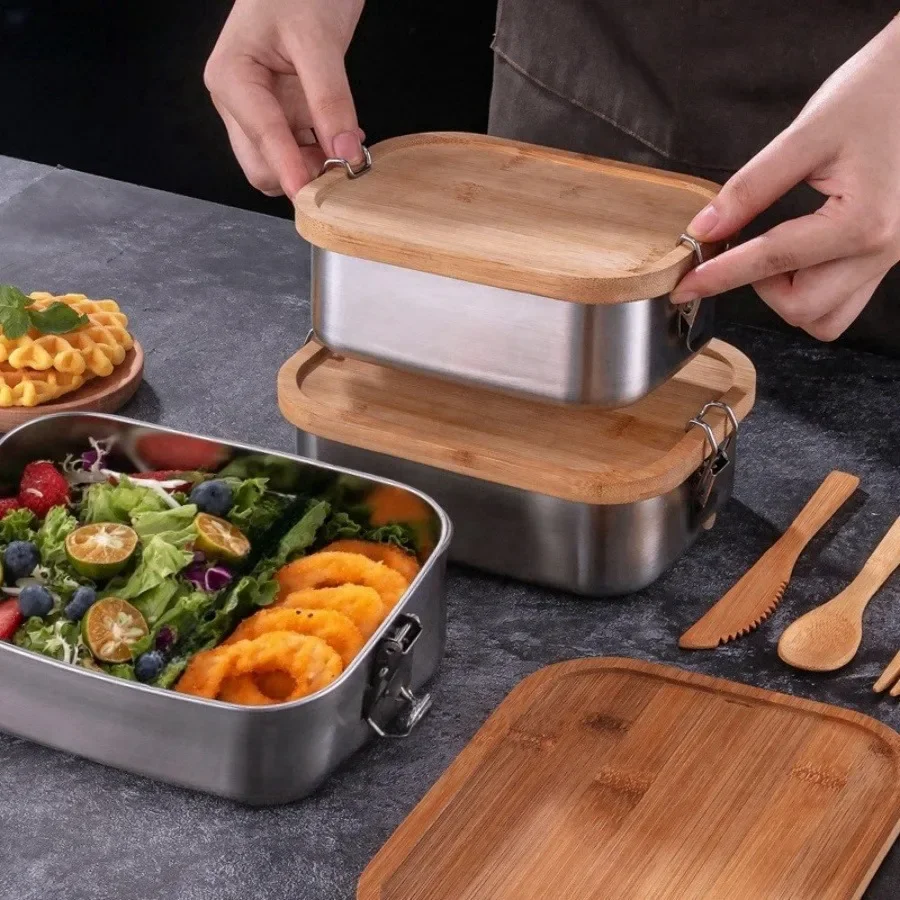 New 304 stainless steel bamboo - Food Storage Square Containers recensione e prezzo