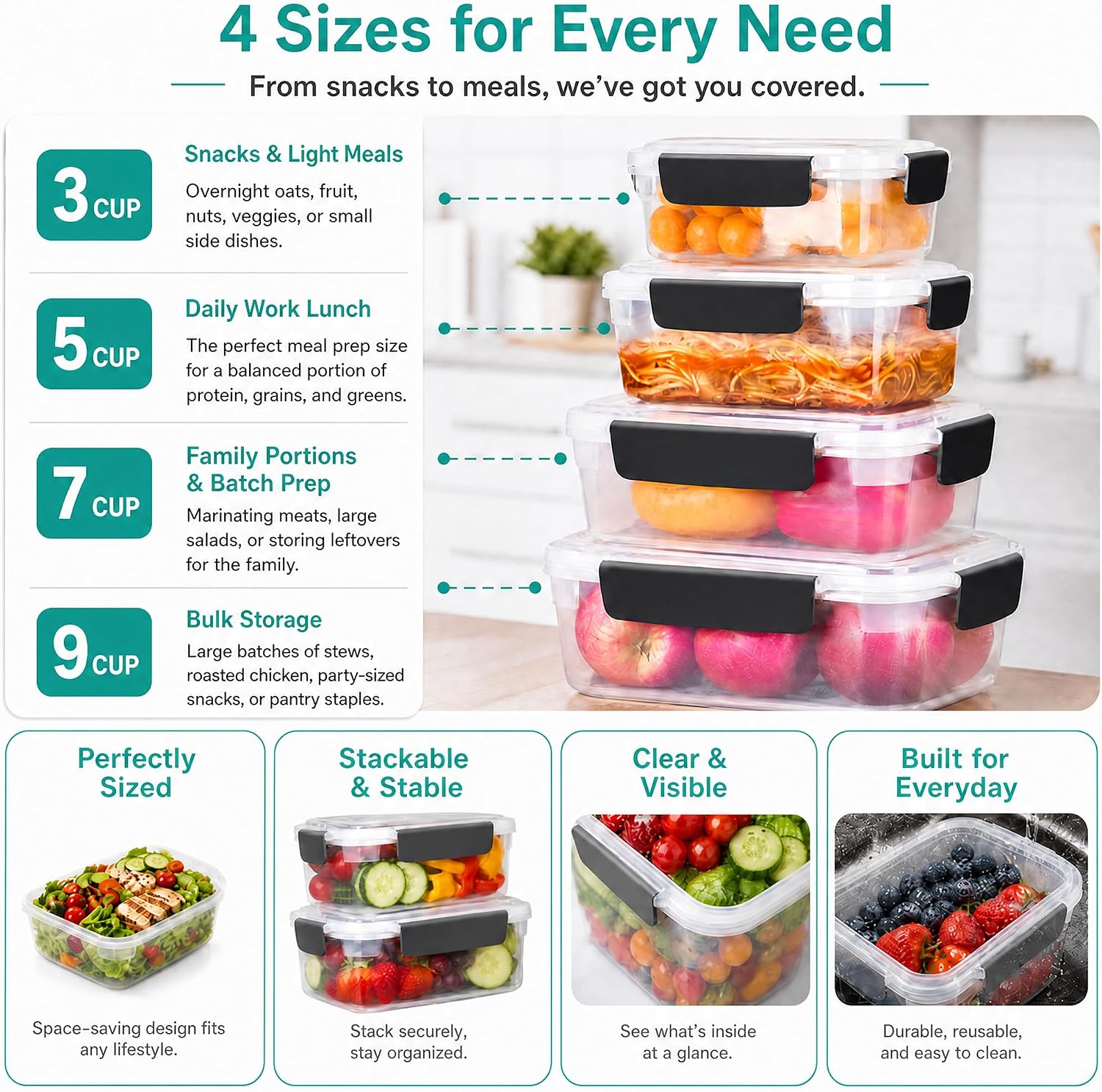 5-Pack Plastic Food Storage Co - Storage Food Prep recensione e prezzo