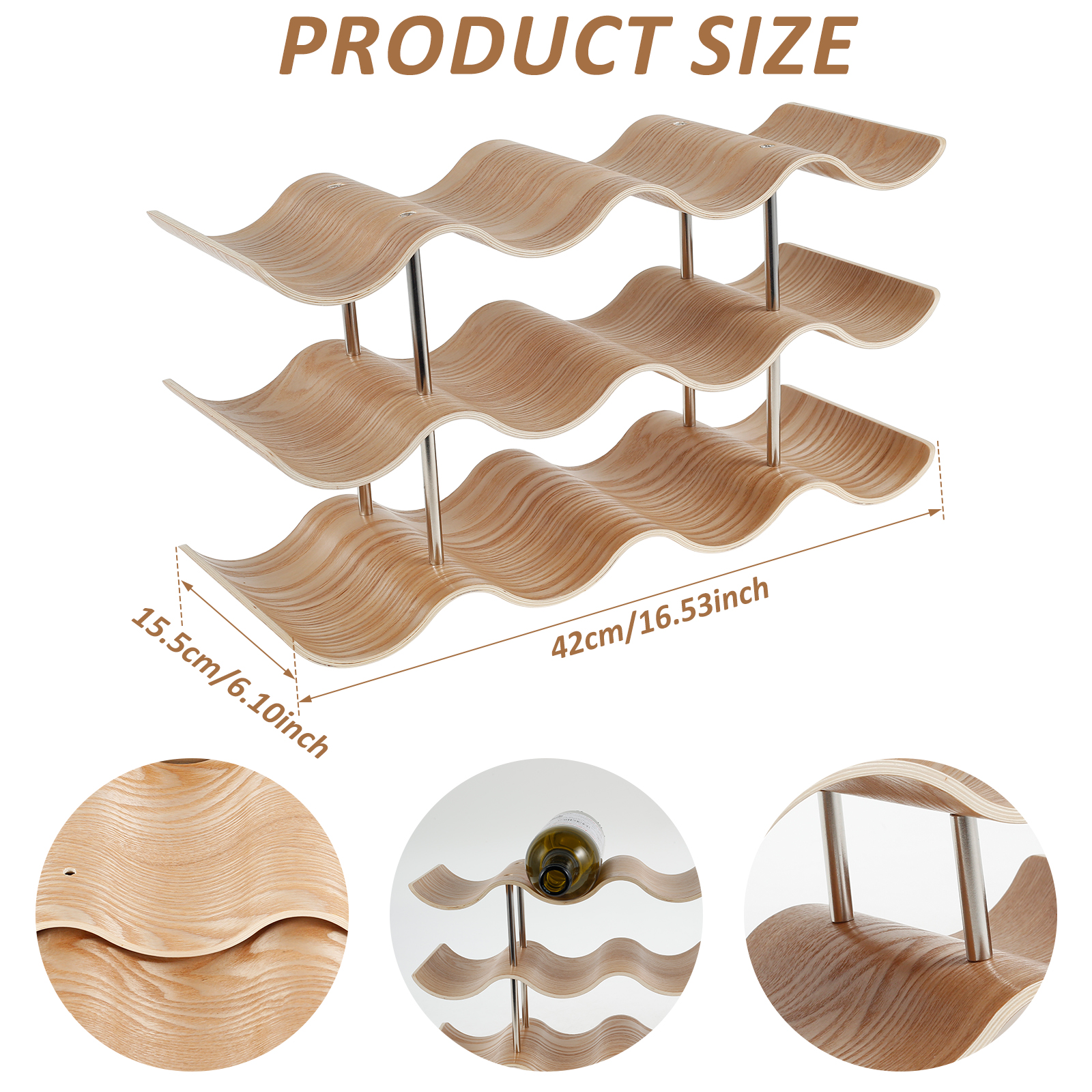 2/3-Tier Wooden Wine Rack Wavy - Food Storage Utensils recensione e prezzo