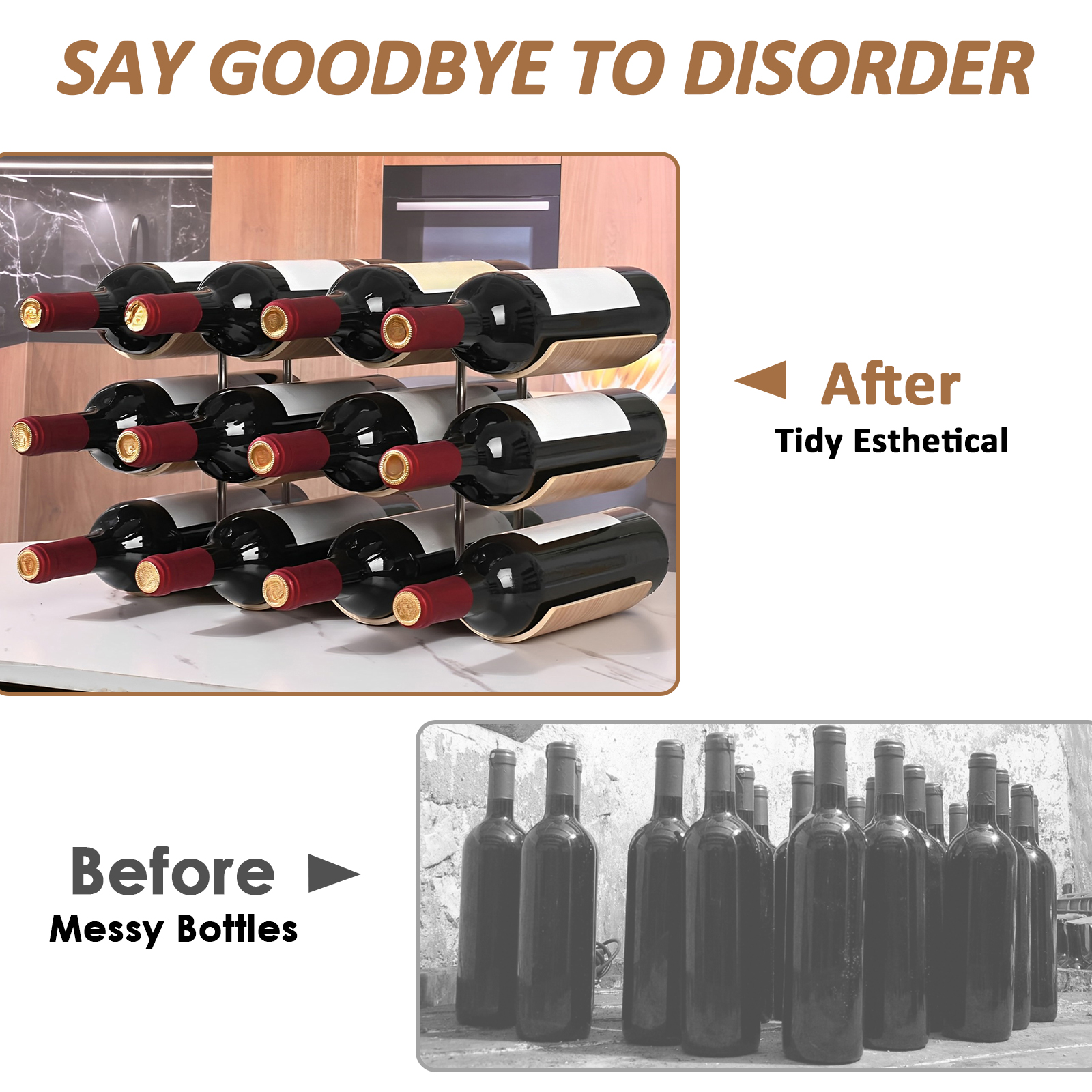 2/3-Tier Wooden Wine Rack Wavy - Food Storage Utensils recensione e prezzo