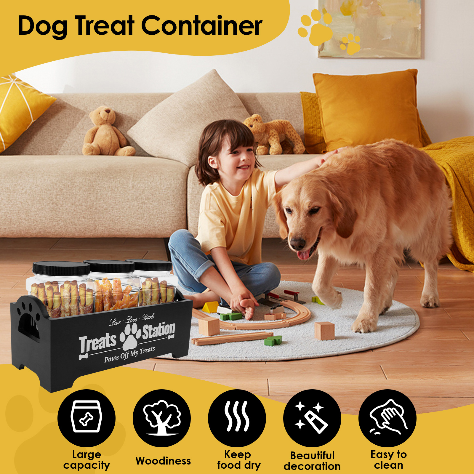 Wood Dog Food Container with 3 - Food Storage Practices recensione e prezzo