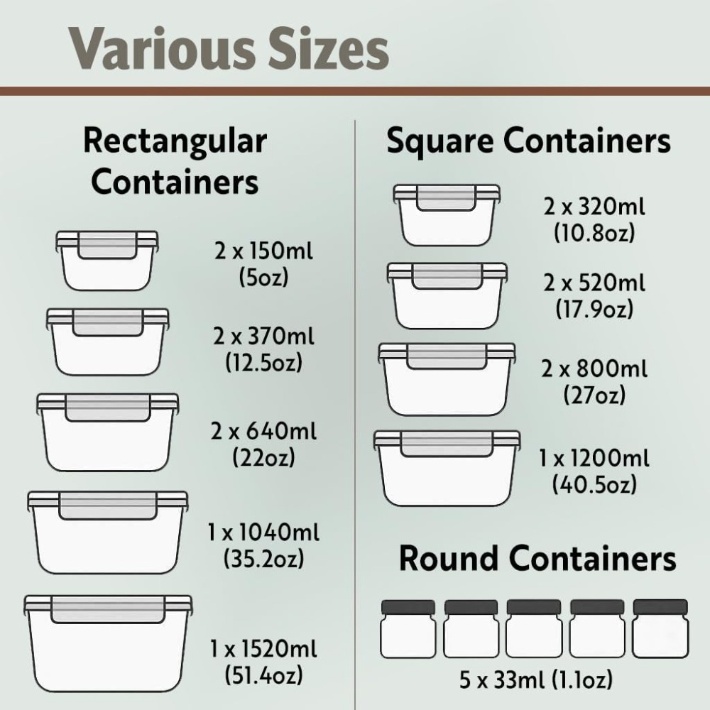 40-Piece Glass Food Storage Co - Storage Food Prep recensione e prezzo