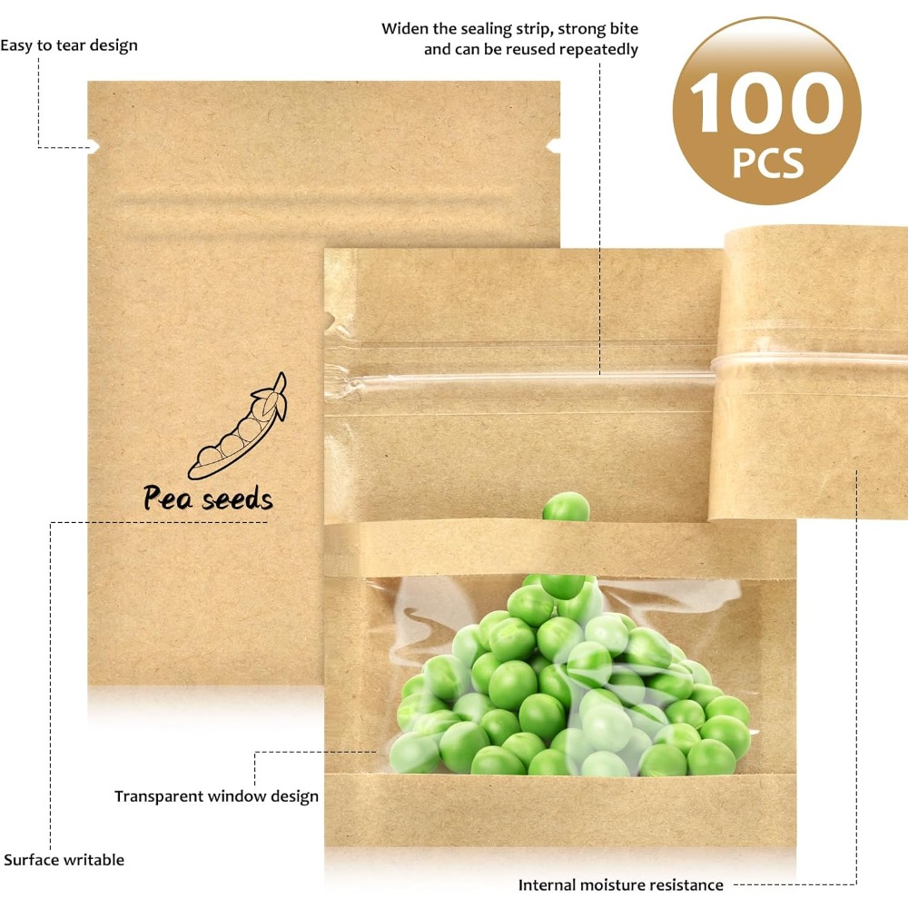 100 Pcs Small Resealable Kraft - Food Storage Small recensione e prezzo