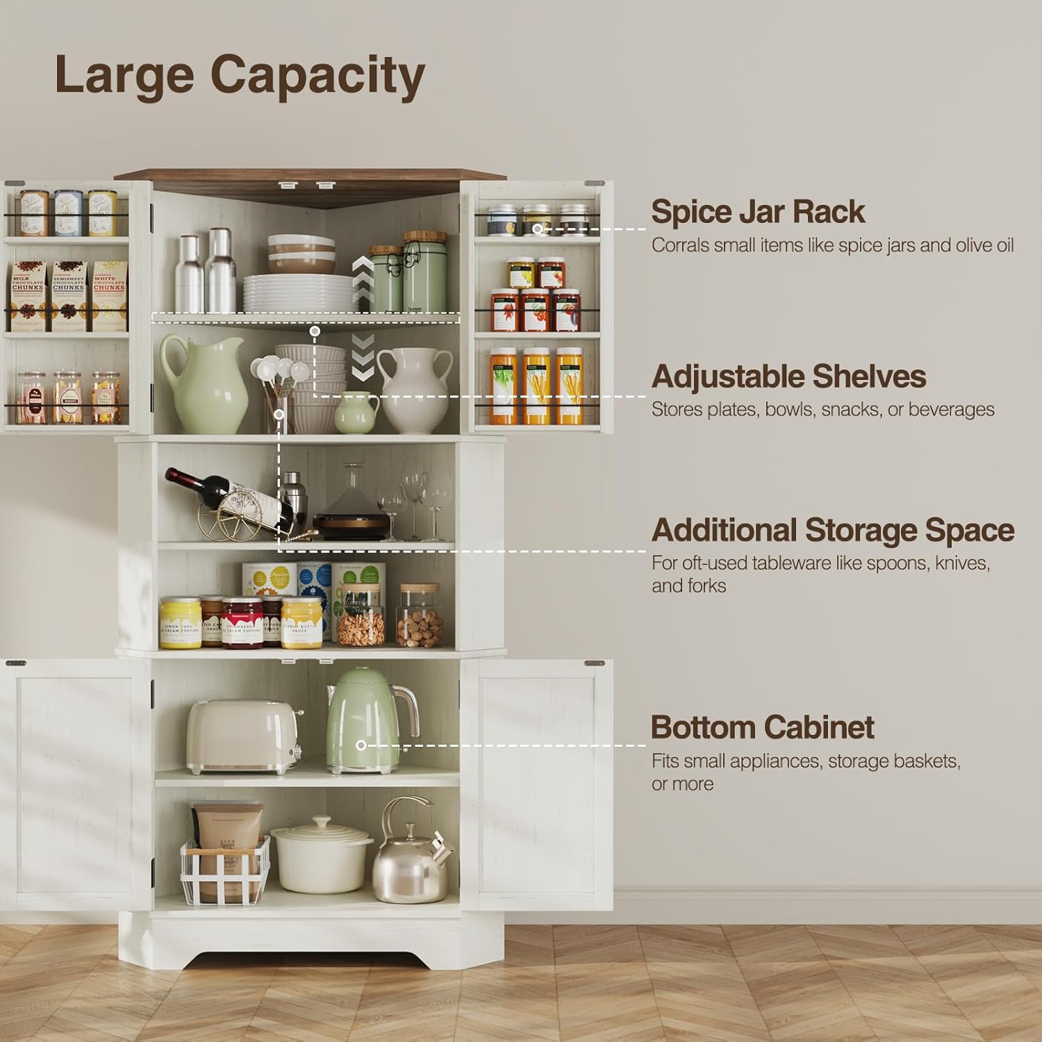 #￥Corner Cabinet, 67''H Kitche - Food Storage In Cabinets recensione e prezzo