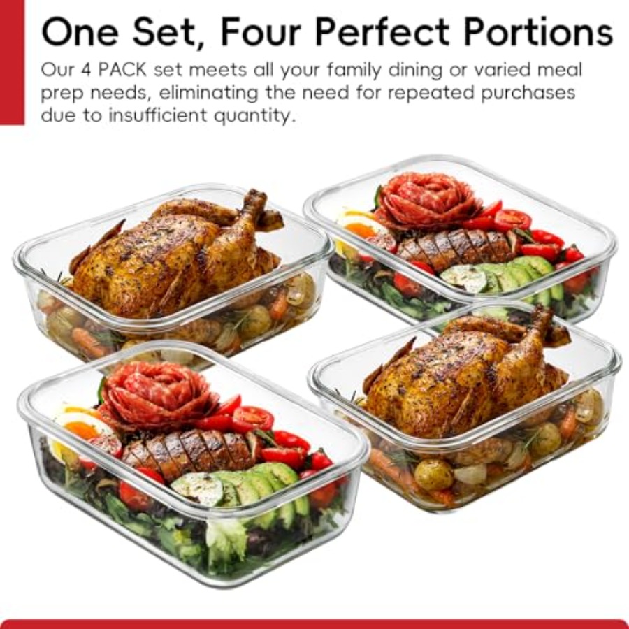 4 Pack 8 Cups/ 63oz Large Glas - Storage Food Prep recensione e prezzo