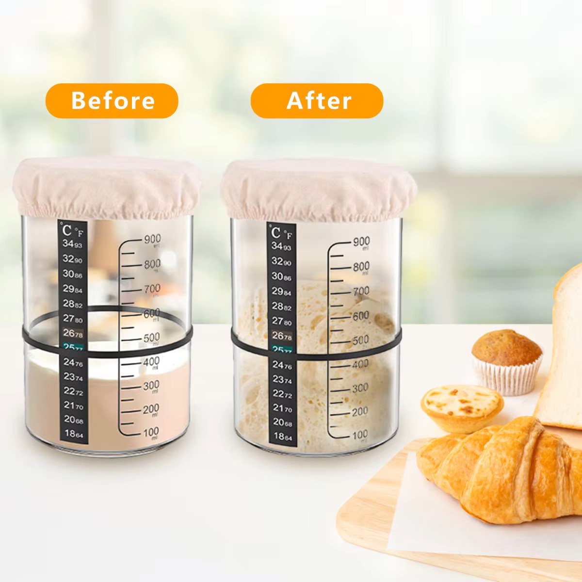 1500/900ml Sourdough Starter J - Food Storage Set Glass recensione e prezzo