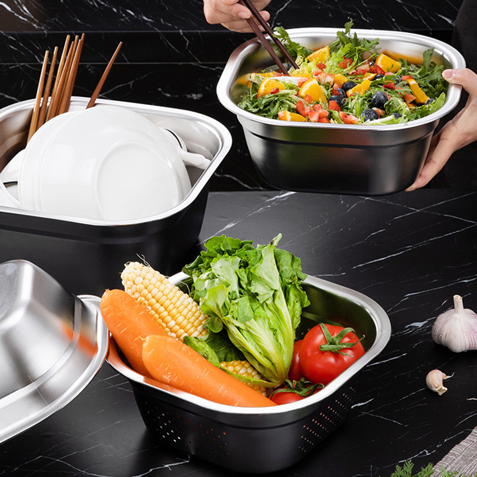 Stainless Steel Square Basin V - Food Storage Square Containers recensione e prezzo