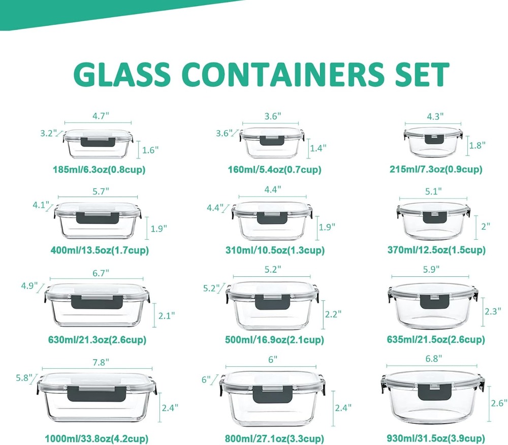 24-Piece Glass Food Storage Co - Food Storage Set Glass recensione e prezzo