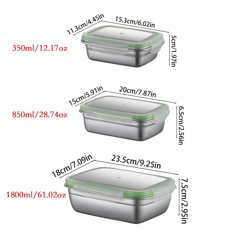304 Stainless Steel Lunch Box  - Food Storage Square Containers recensione e prezzo