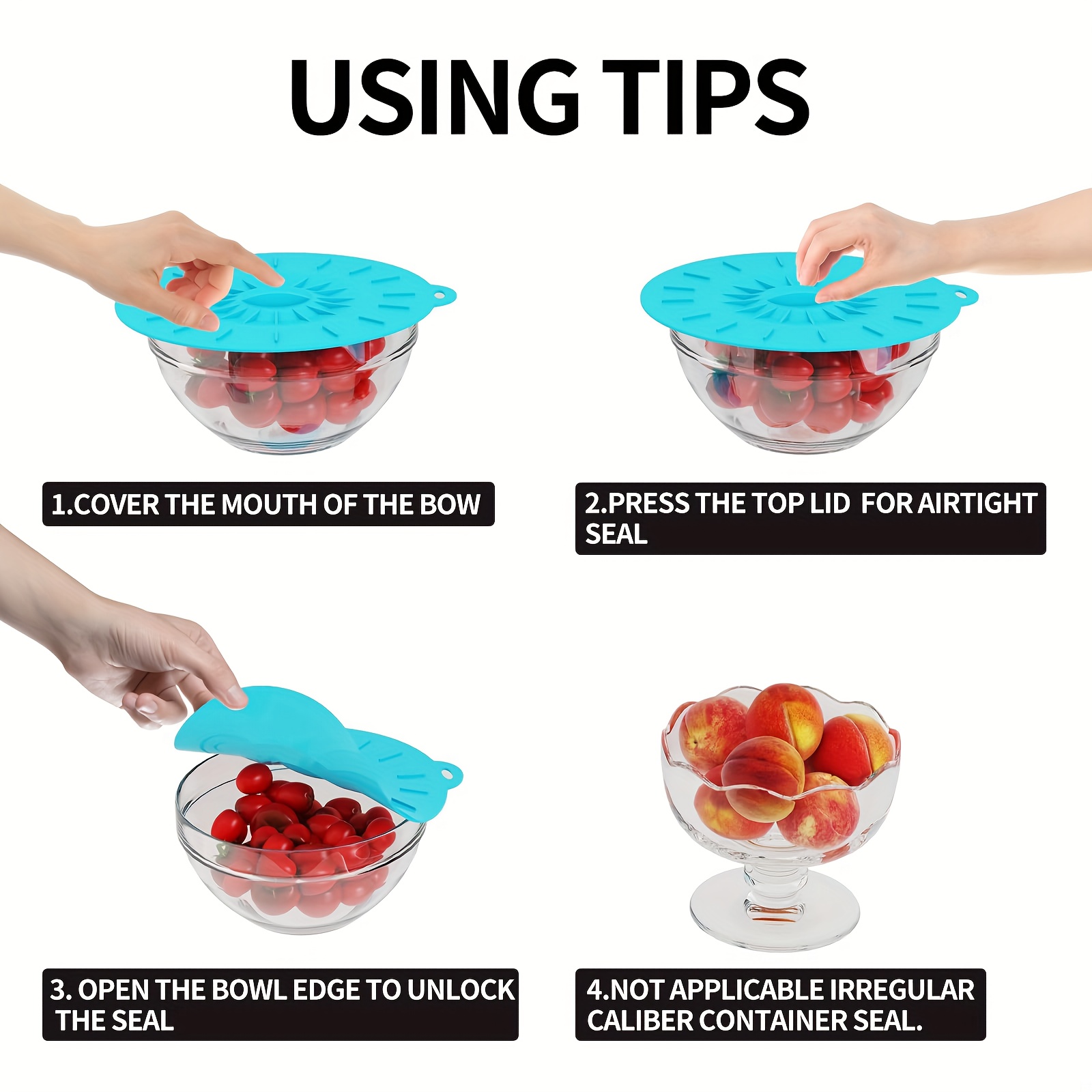 5-Piece Silicone Lids, Heat-Re - Food Storage Utensils recensione e prezzo