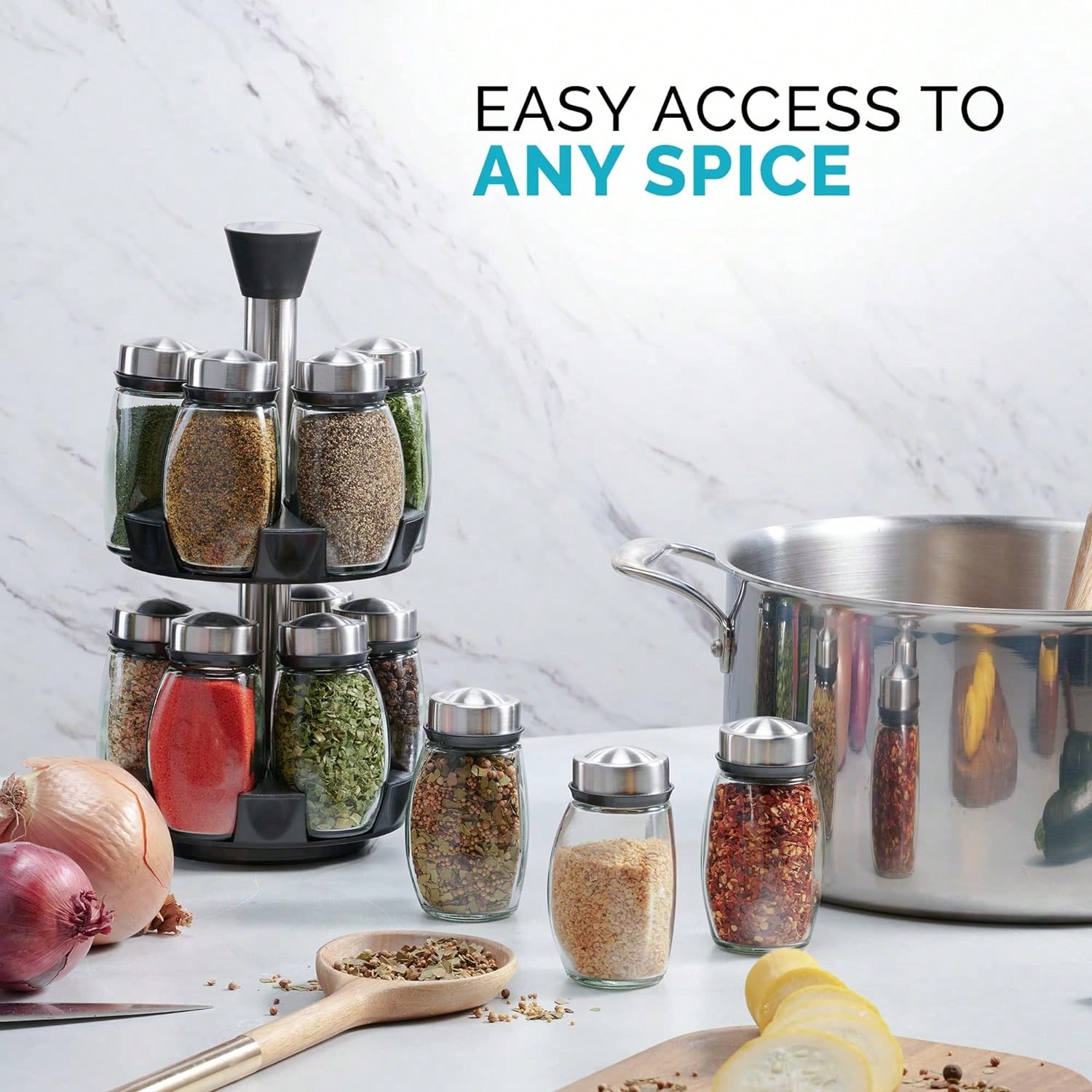 360° Rotating Spice Rack Tower - Food Storage In Cabinets recensione e prezzo
