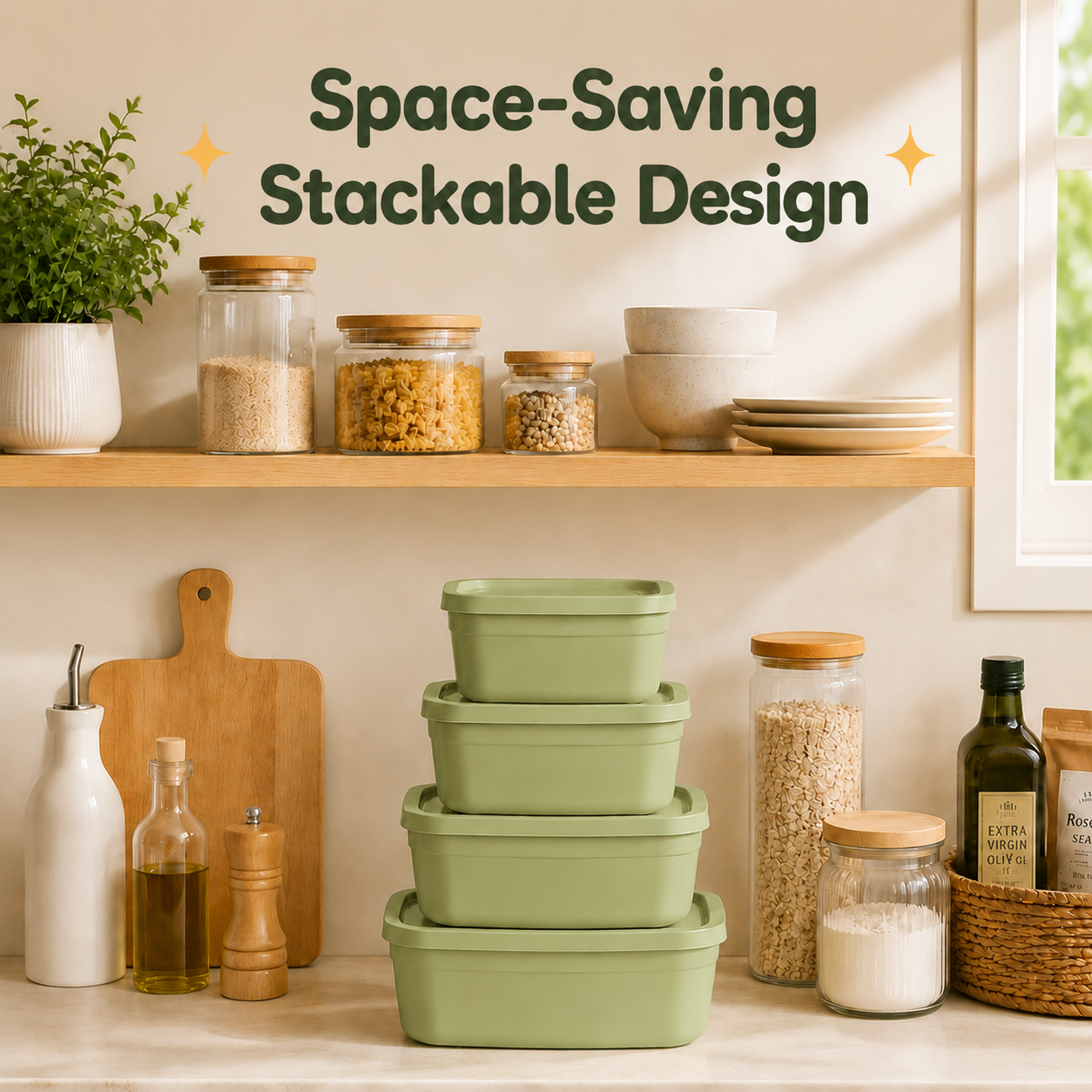4Pcs Stackable Food Storage Co - Storage Food Prep recensione e prezzo
