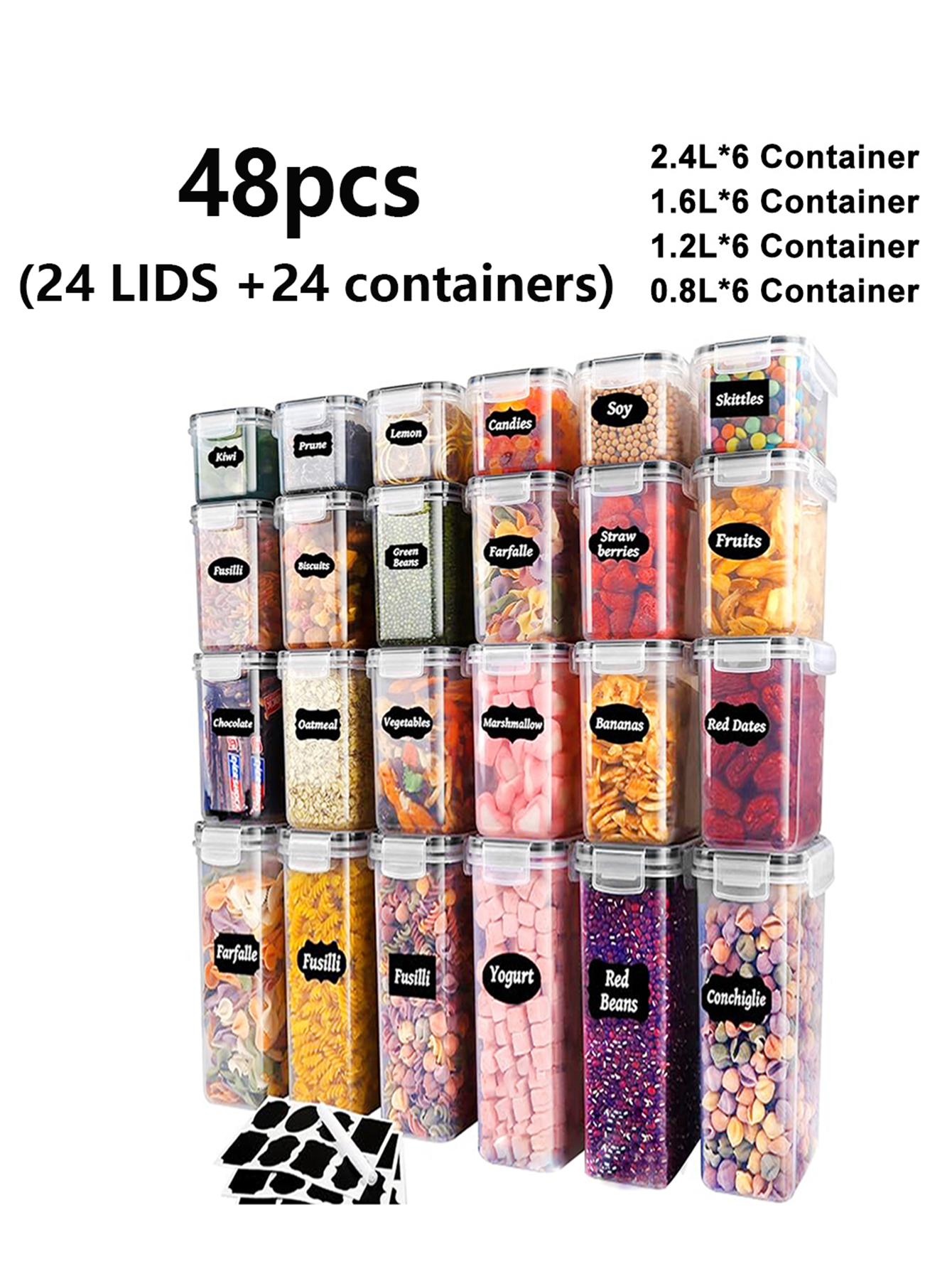 48pcs, Sealed Food Storage Con - Food Storage Pantry recensione e prezzo