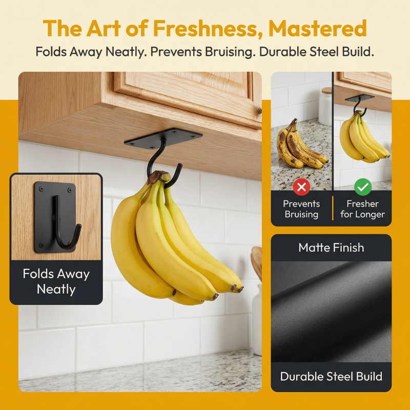 Black Metal Self-Adhesive Bana - Food Storage In Cabinets recensione e prezzo