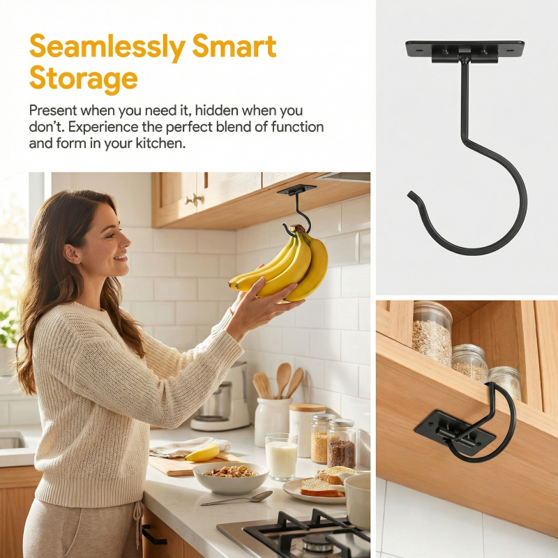 Black Metal Self-Adhesive Bana - Food Storage In Cabinets recensione e prezzo